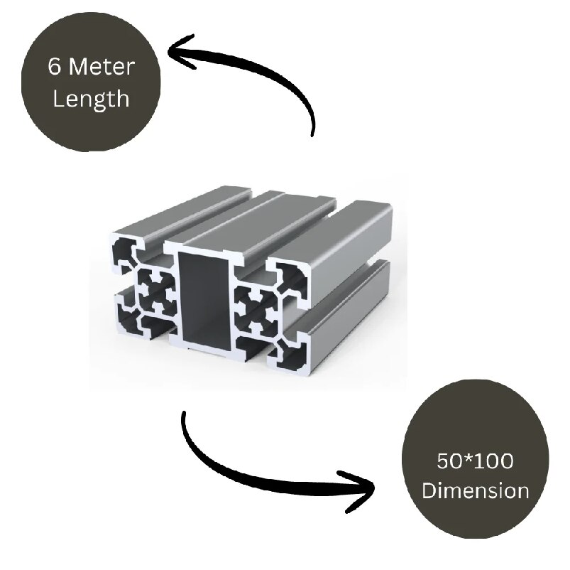 50x100 Industrial Aluminium Profile image 2