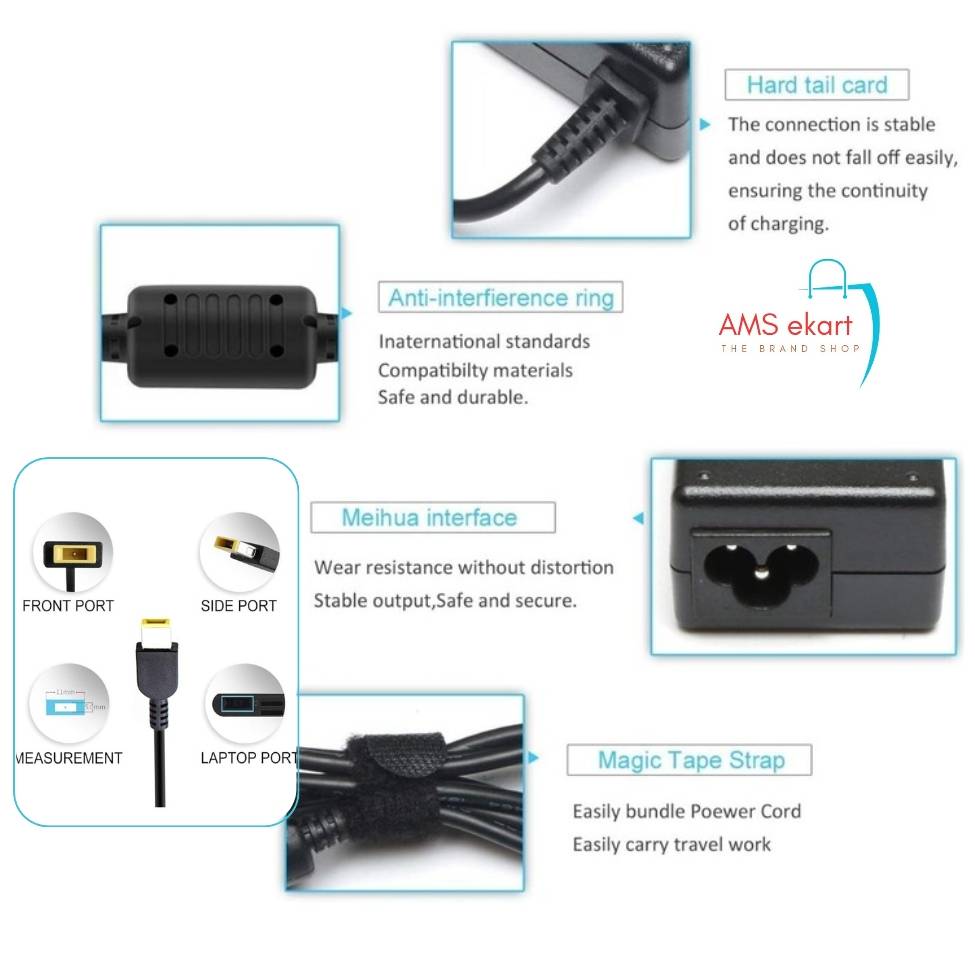 AMSekart Compatible Lenovo 65W USB Type Charger for Laptop G 50-45 Series 20V 3.25 A 65W image 3