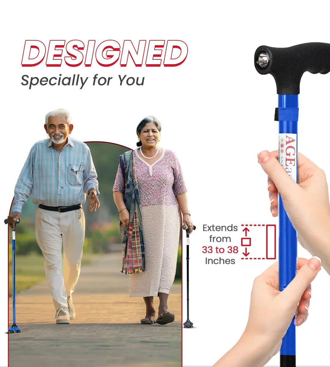 Pivot Walking Stick with Torch (Blue) image 3