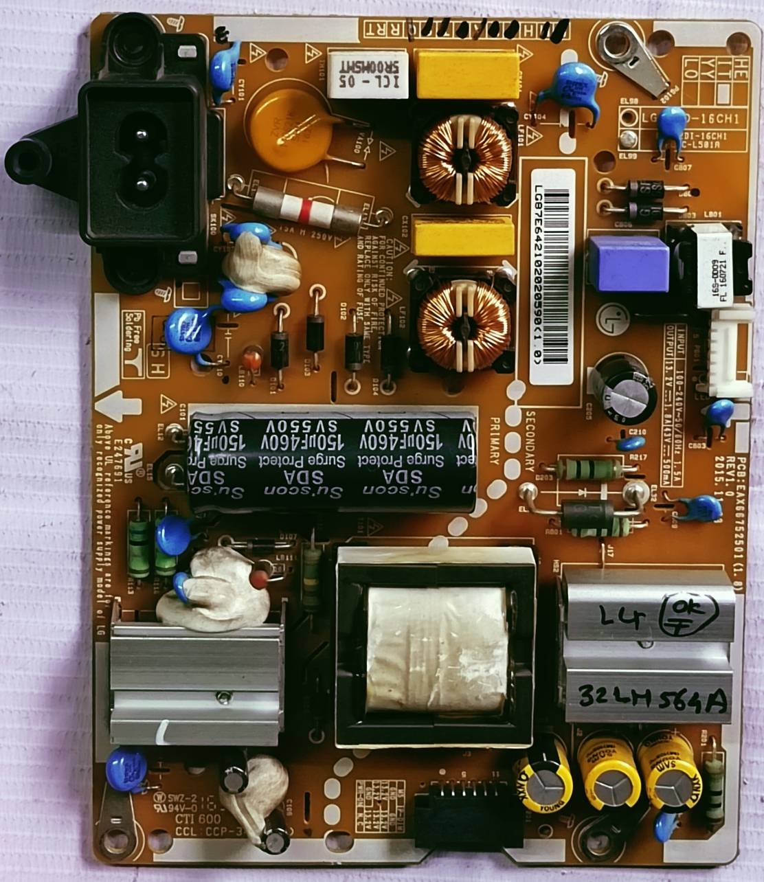 LG 32LH564A POWER SUPPLY BOARD, LED BOARD #Wb31 image 4