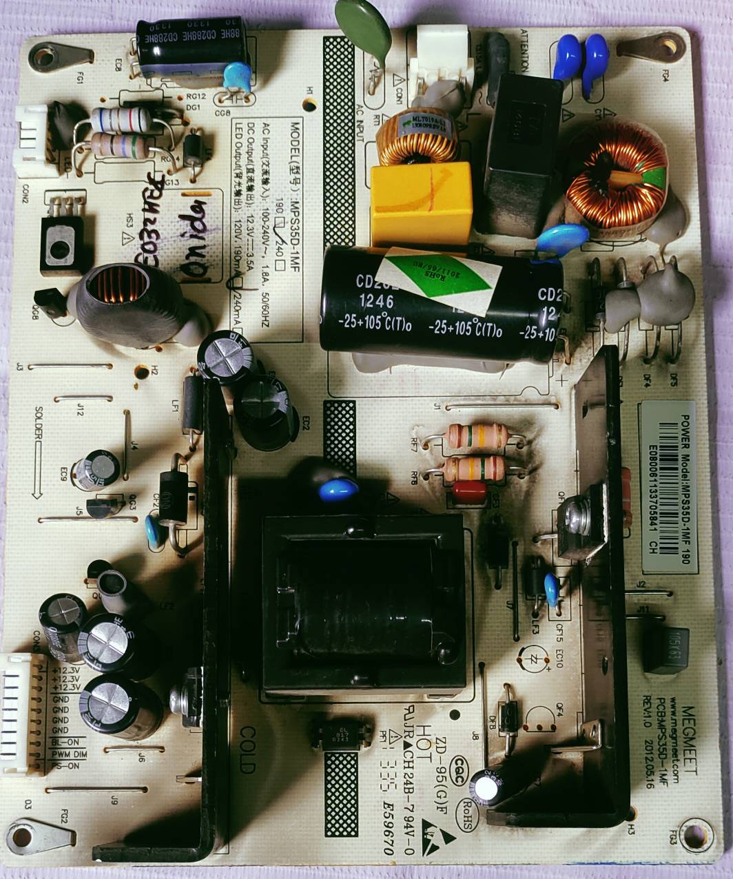 ONIDA LEO32HEX POWER SUPPLY BOARD, SMPS BOARD,#wb29 image 2