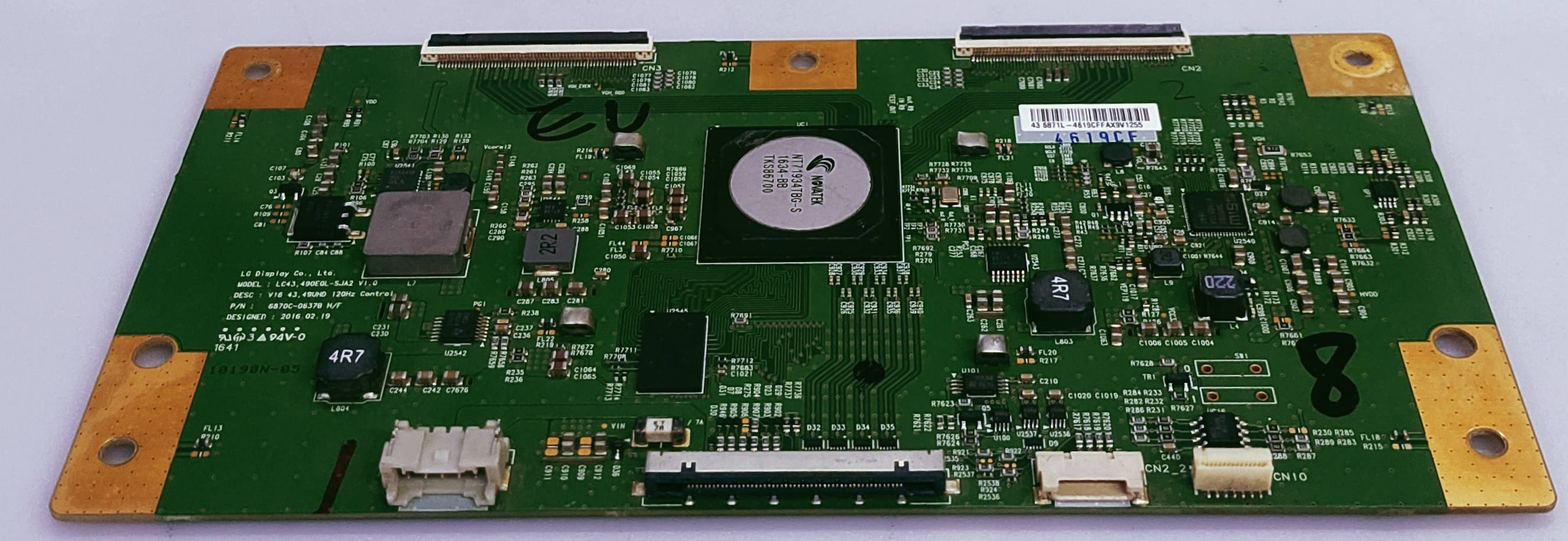 SONY 43X8300D LED TV FHD TCON PART NUMBER LC43 490EQL-SJA2 DESC: V6 43,49UHD 120HZ  image 2