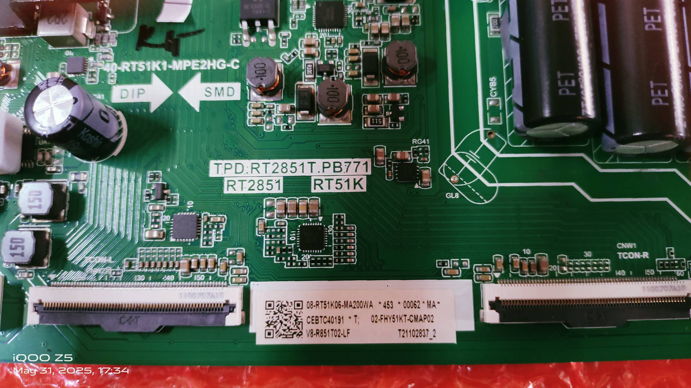 TCL  43P615 4k Android Led Tv New Main Board, Combo Board, Motherboard,Main Pcb no. TPD.RT2851T.PB77 image 5