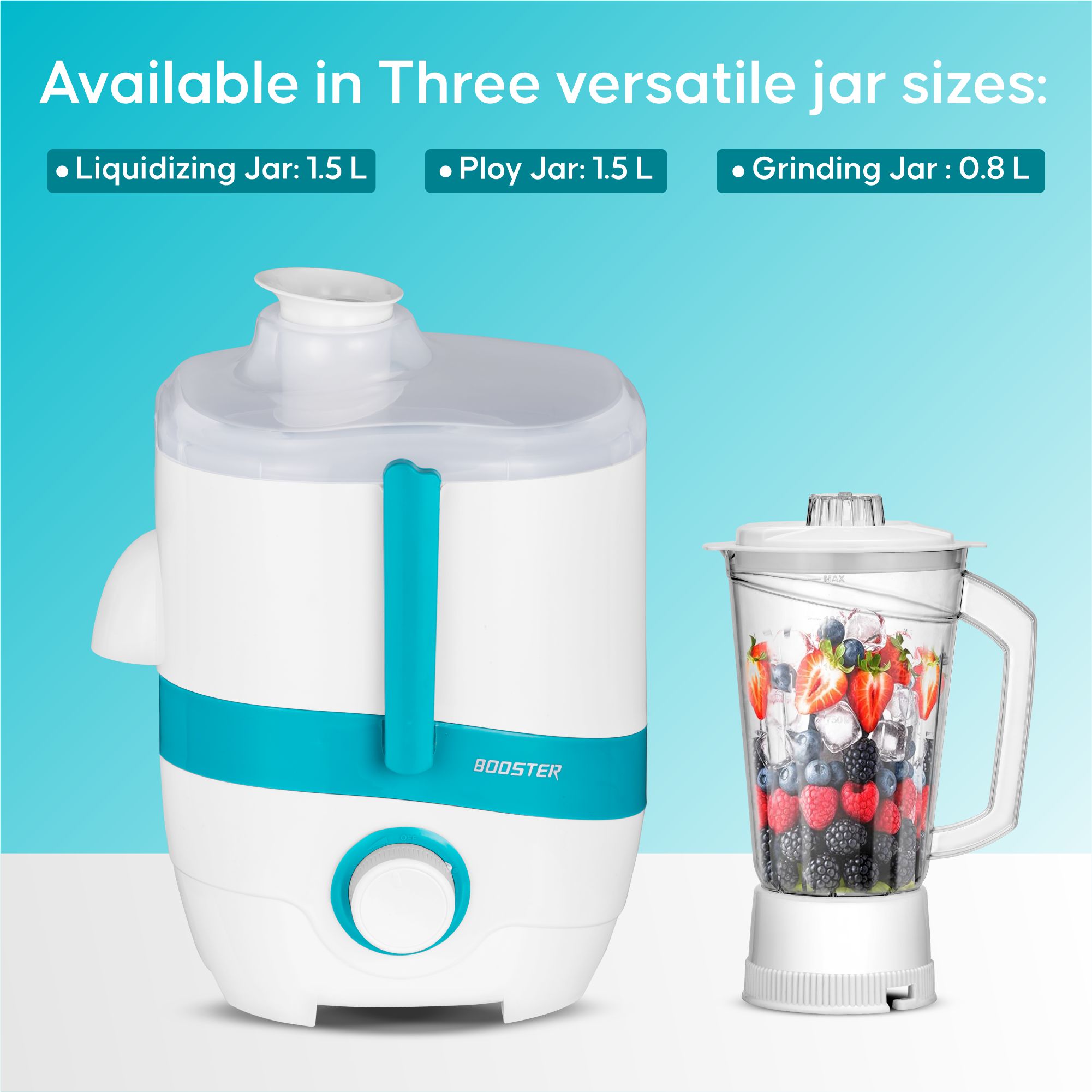 BOOSTER Powerful 550 W Juicer Mixer Grinder 550 W Juicer Mixer Grinder  (Juicer_Mixer | 3 Jars | White) image 6