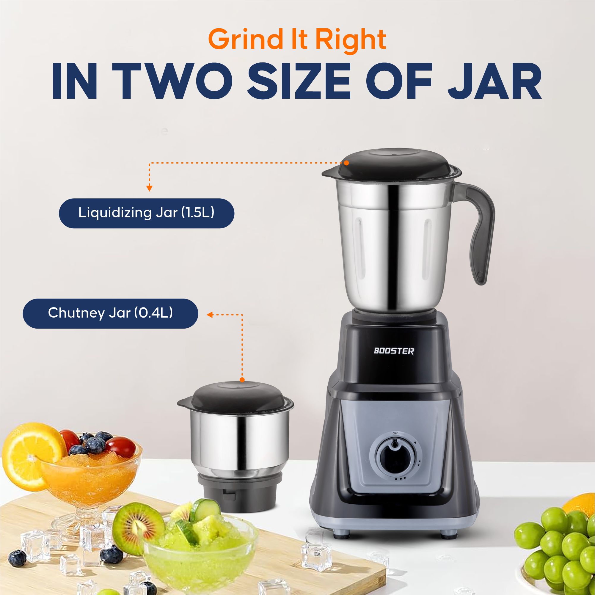 BOOSTER Powerful 750 W Juicer Mixer Grinder (Mini_G20_Black_4Jar_S | 4 Jars | Black, Grey) image 5