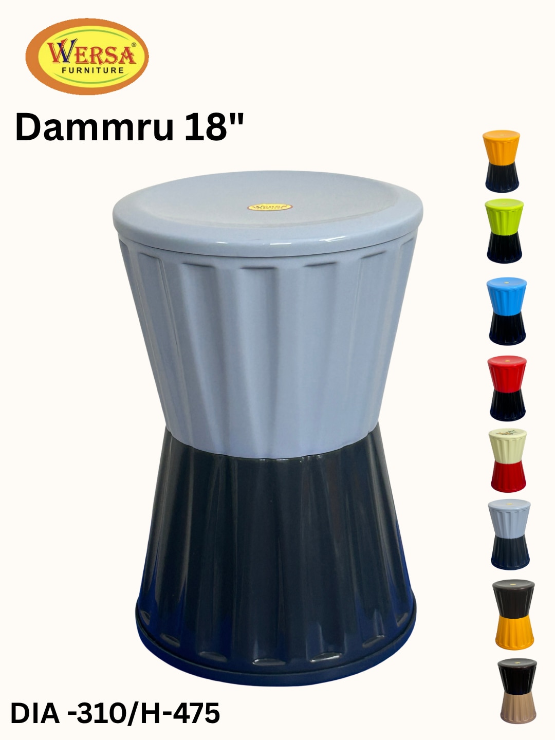 WERSA Dammru 18 Inch Designer Plastic Stool – Multiple Colours image 3