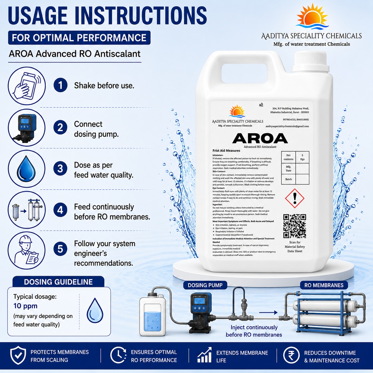 AROA RO Antiscalant 5 kg – Industrial & Commercial RO Membrane Protection image 2