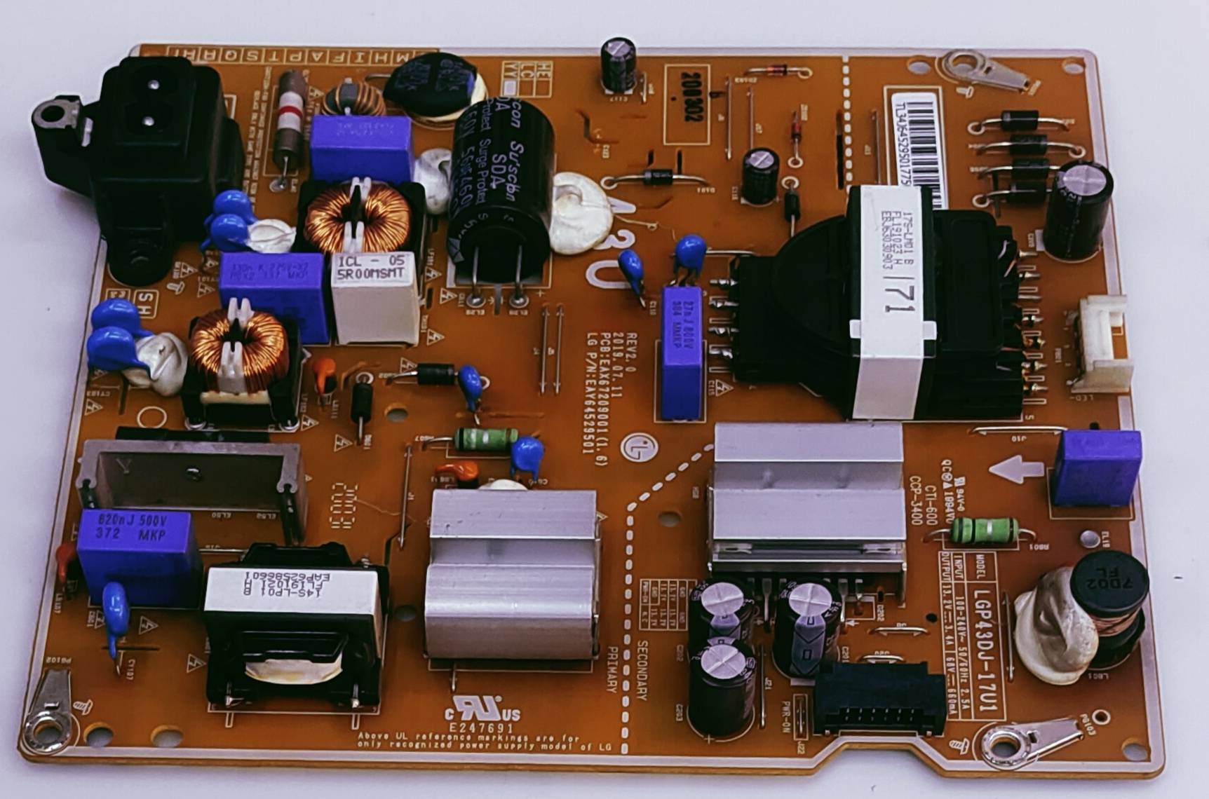 LG 43UM7290PTE LED TV POWER SUPPLY BOARD image 3