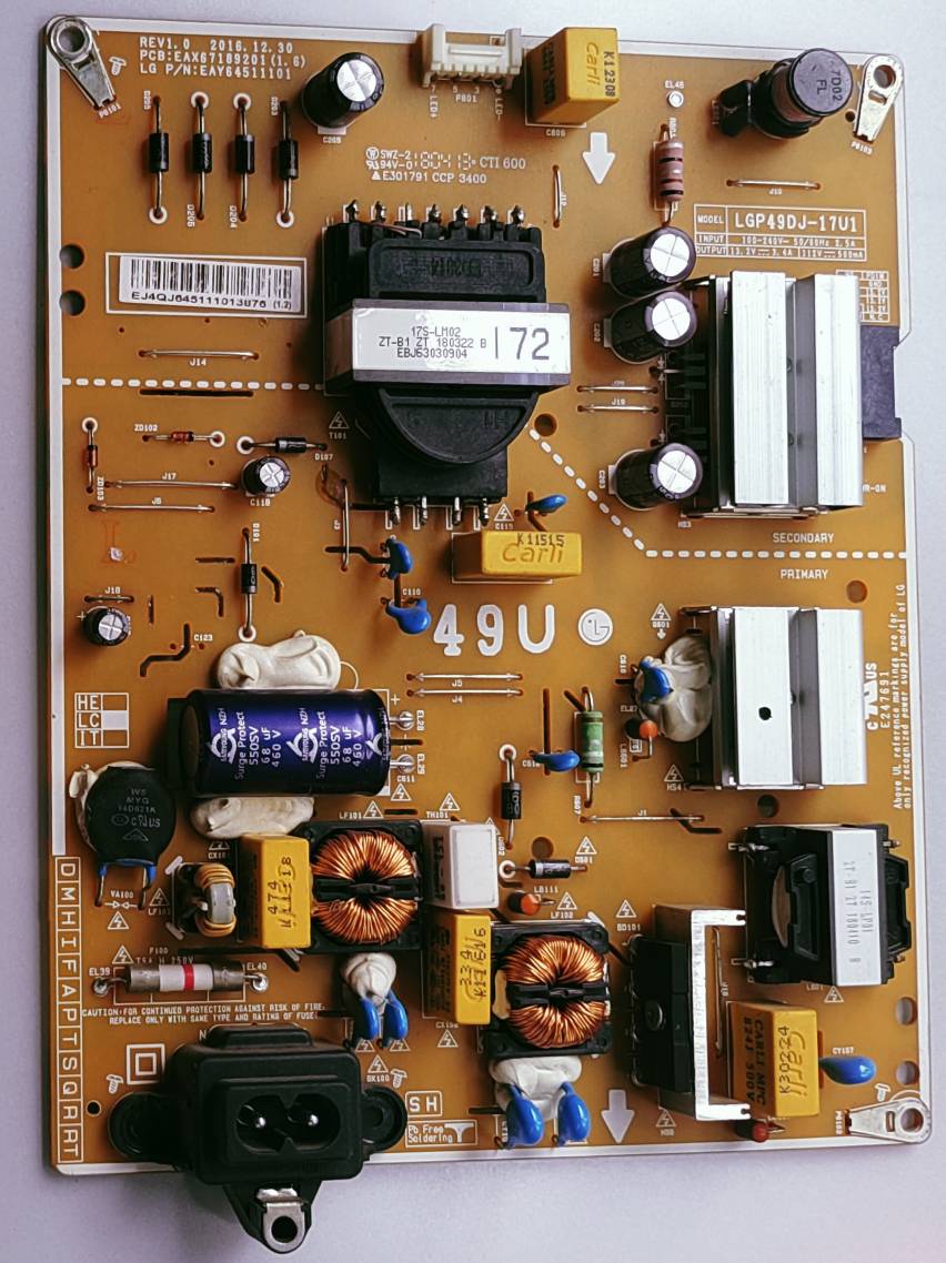 LG LED TV 49UK6360PTE Power Supply Board, LG LED TV 49UK6360PTE Smps Board, LG LED TV 49UK6360PTE Power Supply PCB Board, #wb47 image 4