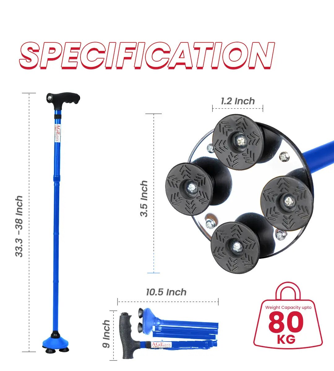 Pivot Walking Stick with Torch (Blue) image 4