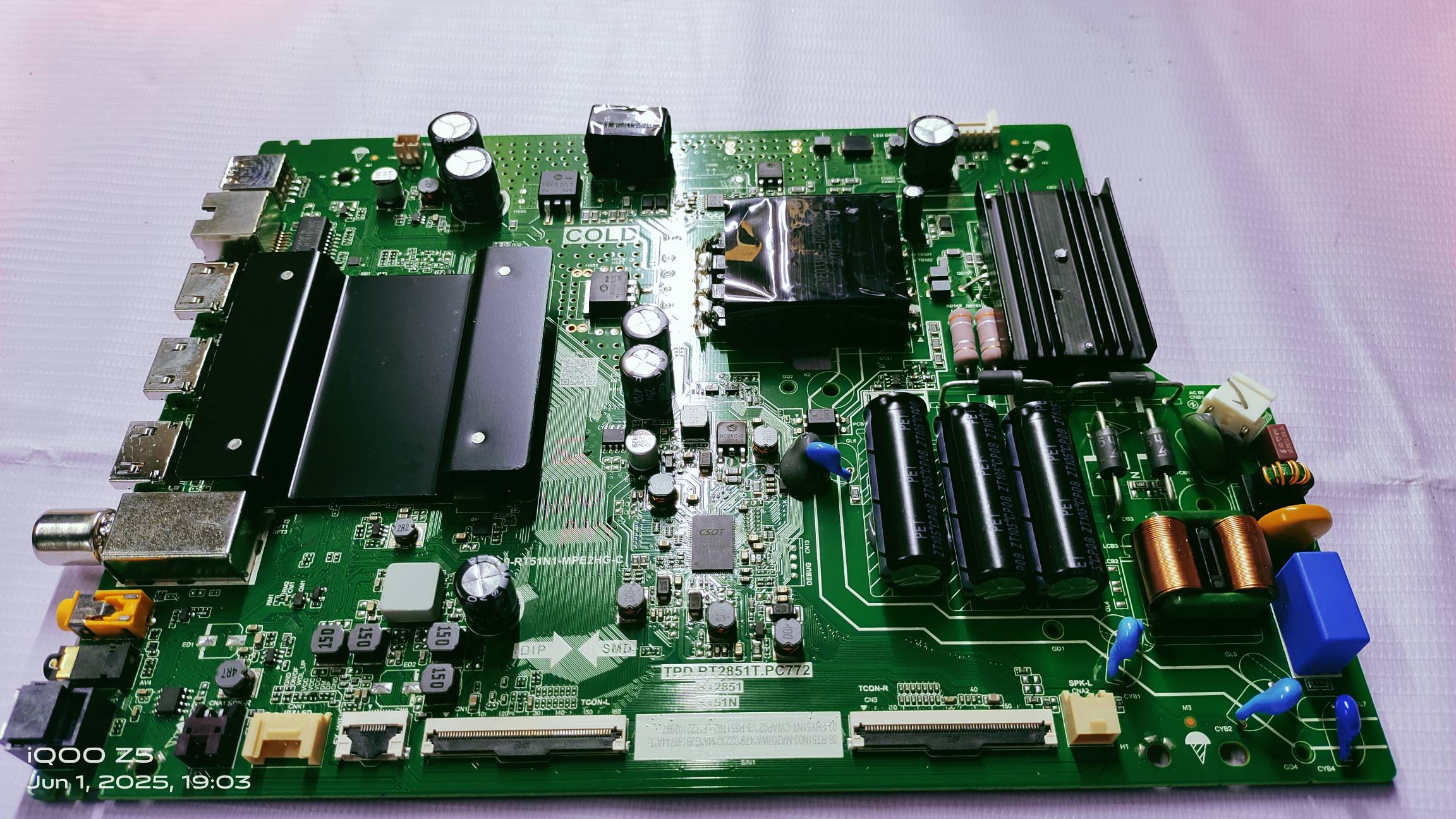 TCL / IFFALCON 4K MAIN BOARD, MOTHER BOARD , COMBO BOARD TPD RT2851T.PC772 / RT2851 RT51N6 image 3