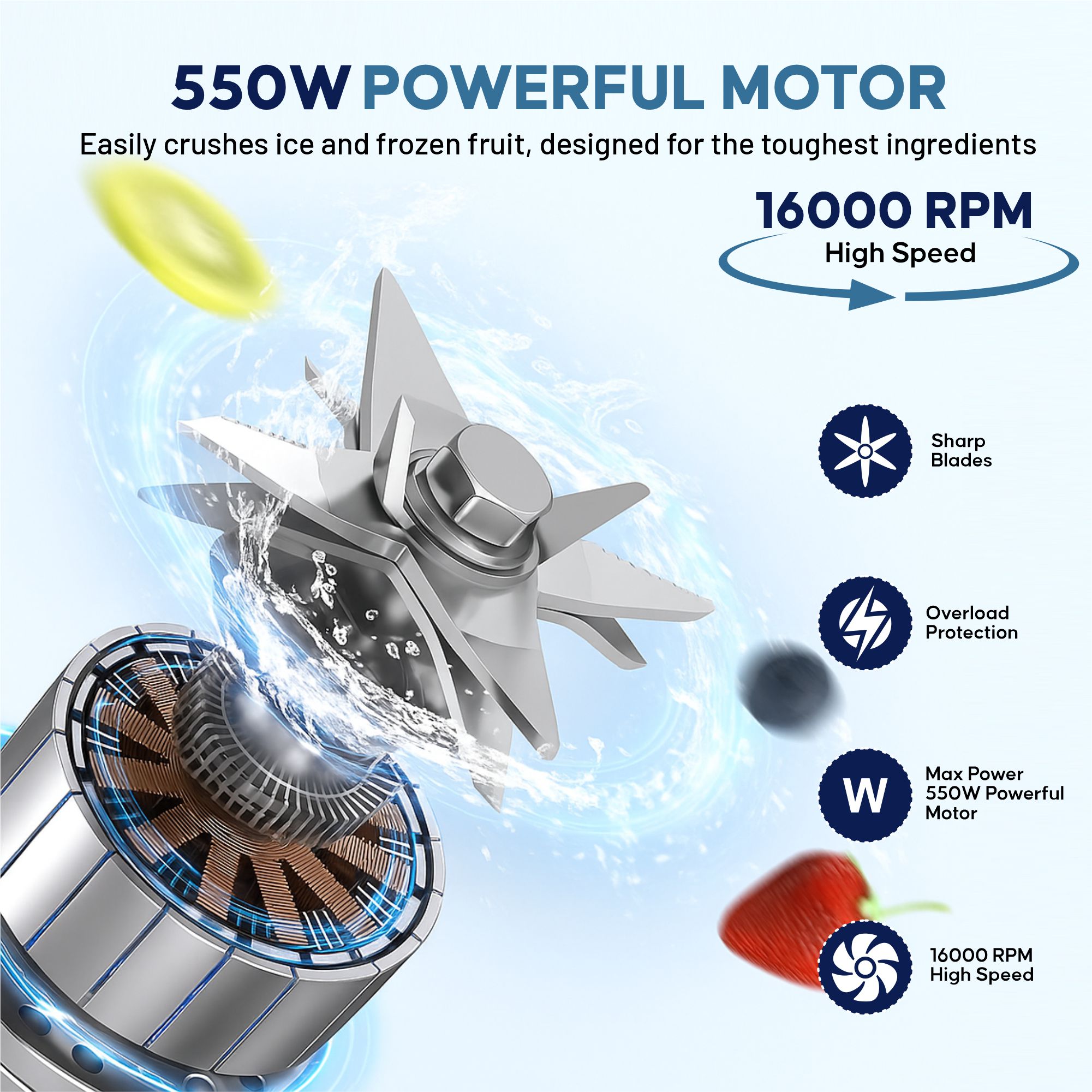 BOOSTER Powerful 550 W Juicer Mixer Grinder 550 W Juicer Mixer Grinder  (Star_Mixer | 3 Jars | White & Blue) image 7
