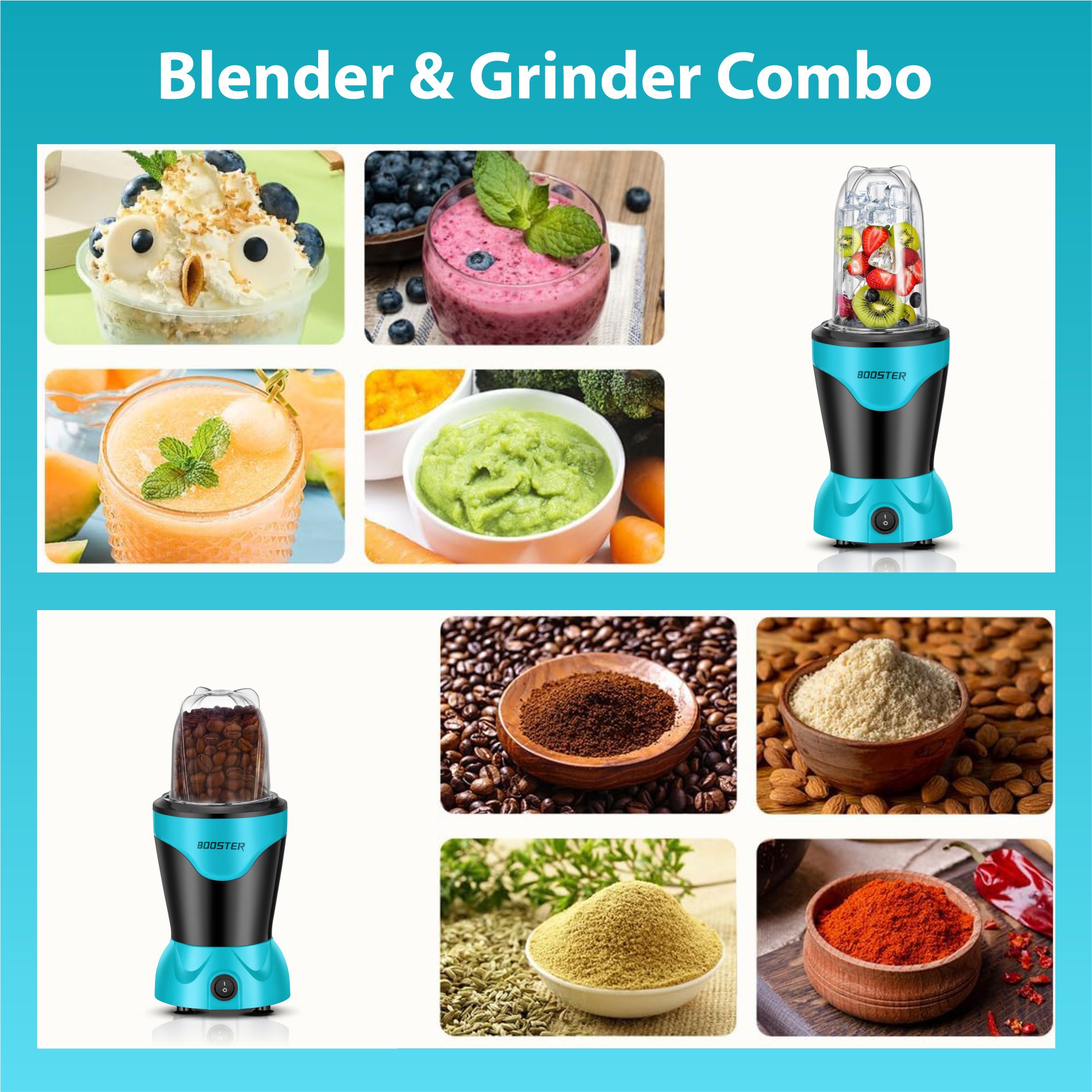 BOOSTER Nutri_Pro 400W Juicer Mixer Grinder, 2 Jars (Black & Blue) image 7