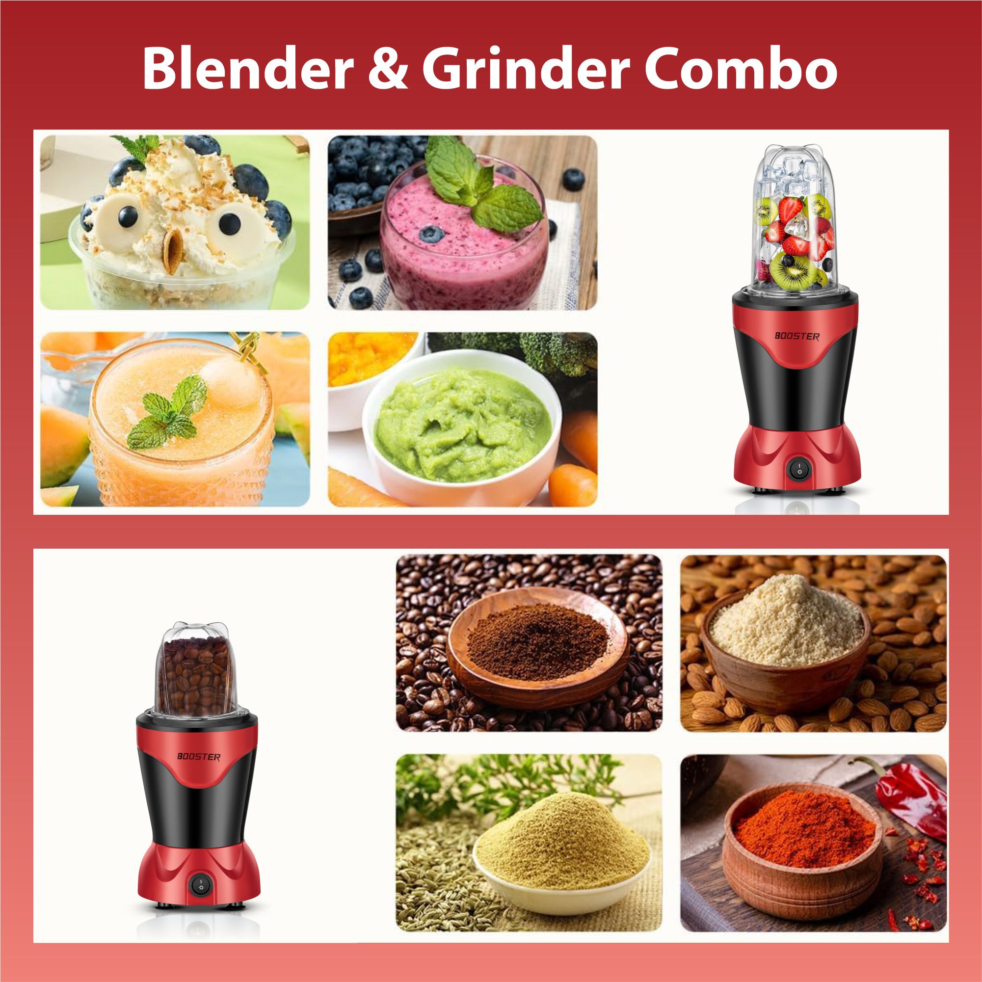 BOOSTER Powerful 400 W Juicer Mixer Grinder 400 W Juicer Mixer Grinder (Nutri_Pro | 2 Jars | Black, Red) image 4