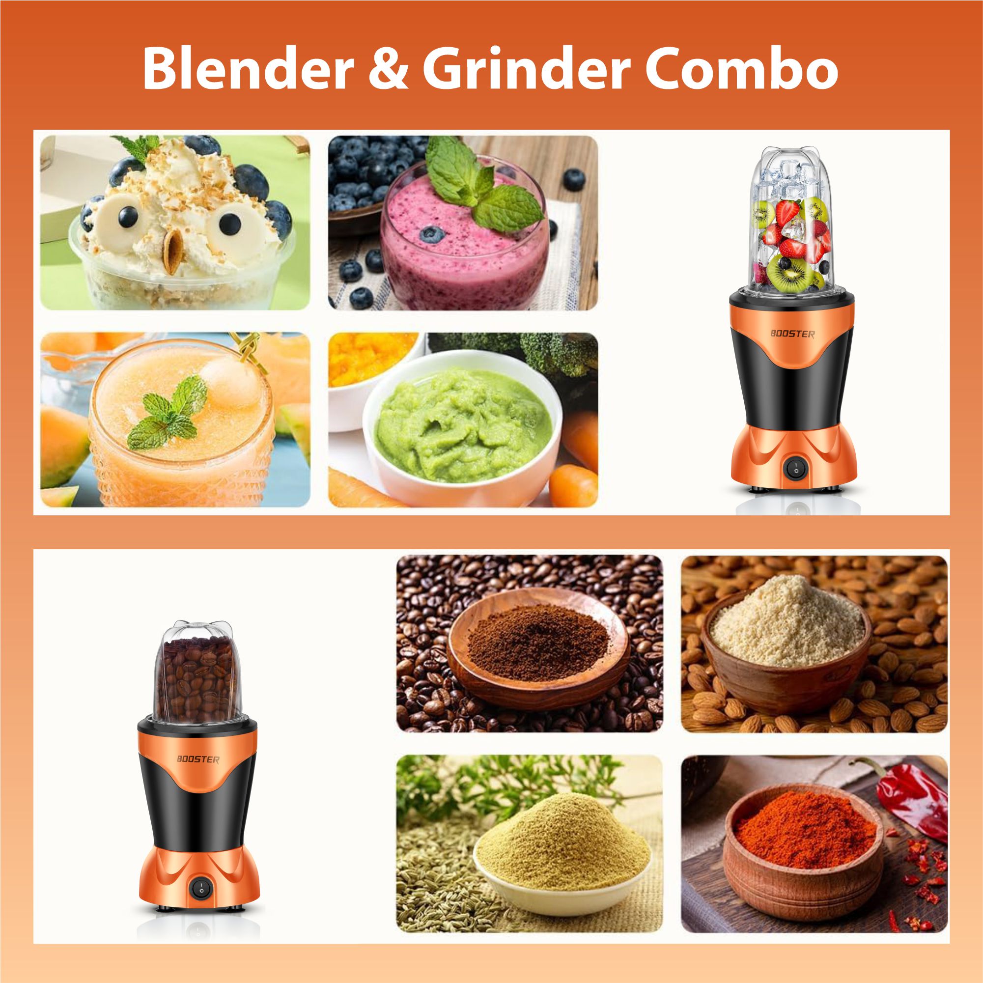 BOOSTER Powerful 400 W Juicer Mixer Grinder (Nutri_Pro | 2 Jars | Black, Orange) image 4