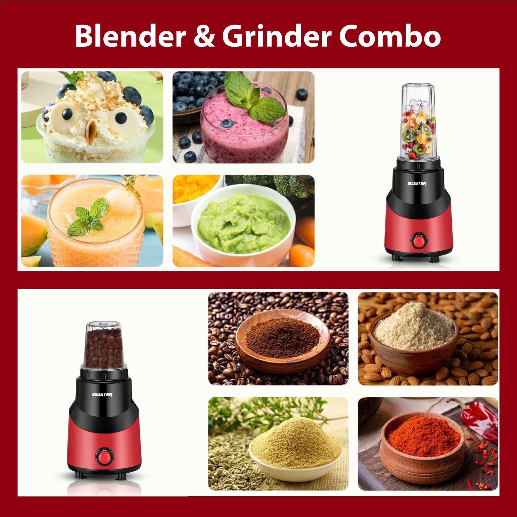 BOOSTER Powerful 550 W Juicer Mixer Grinder (Nutri_Pro | 2 Jars | Red) image 6