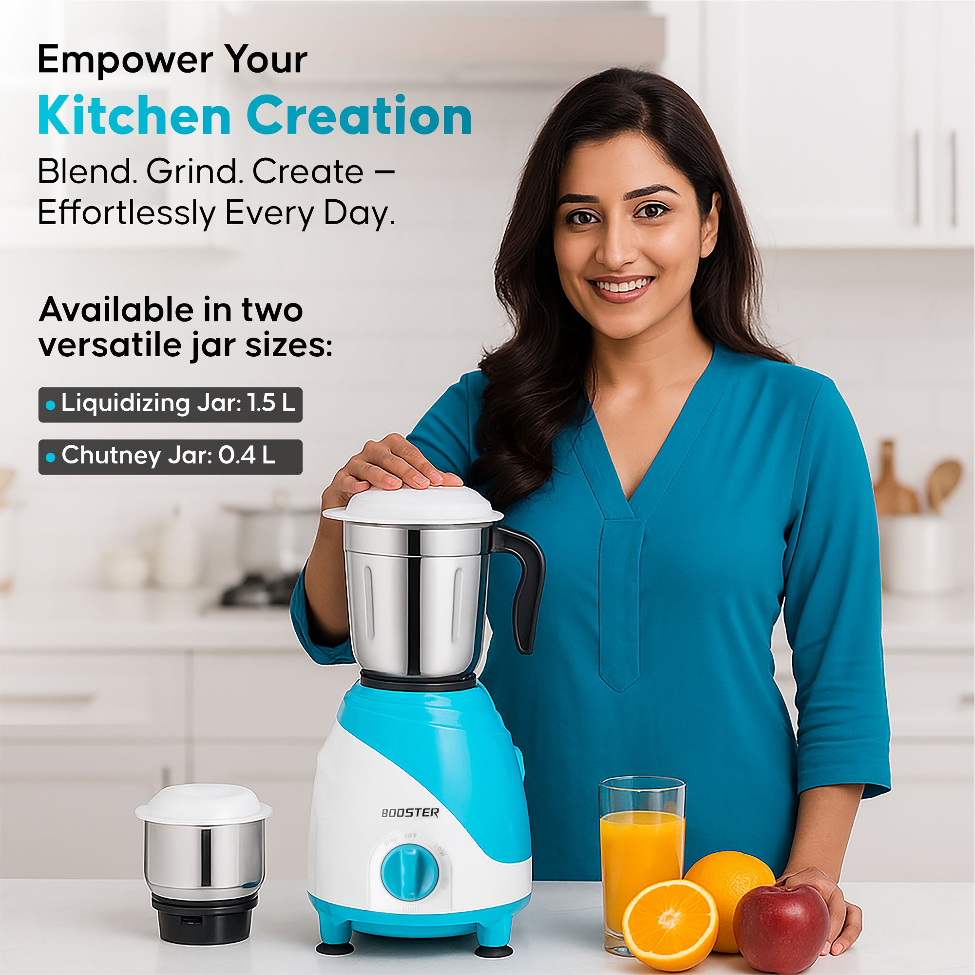 BOOSTER Powerful 750 W Juicer Mixer Grinder (Ciko_Mixer_Blue | 3 Jars | Blue, White) image 7