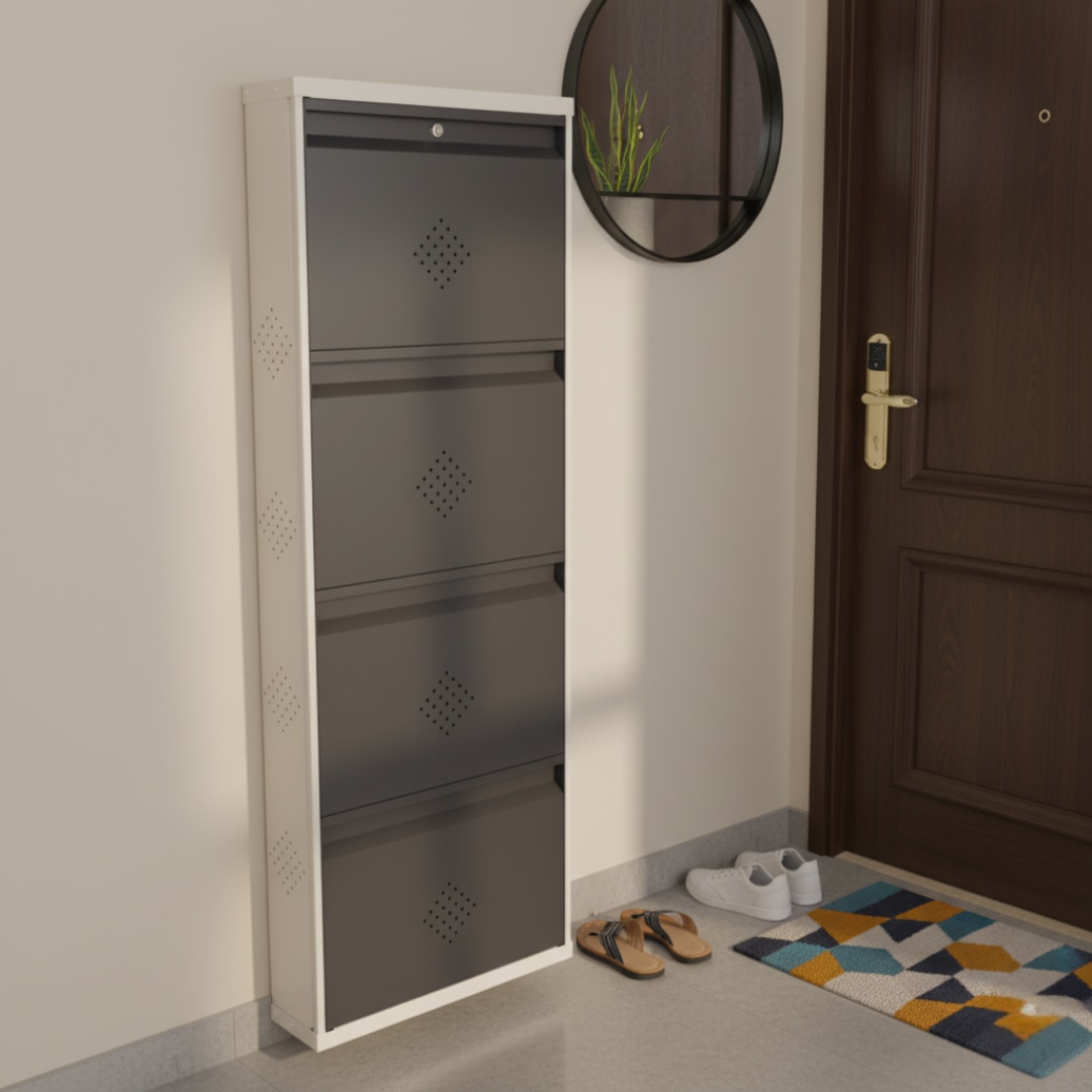 4 Tier Metal Shoe Rack (Grey) image 4