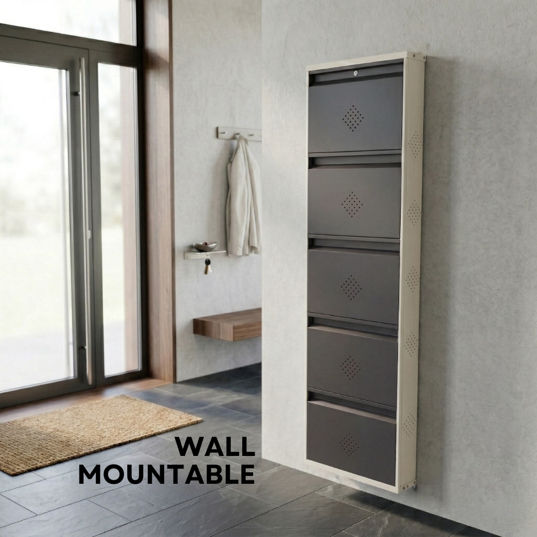 5 Tier Metal Shoe Rack (Grey) image 2