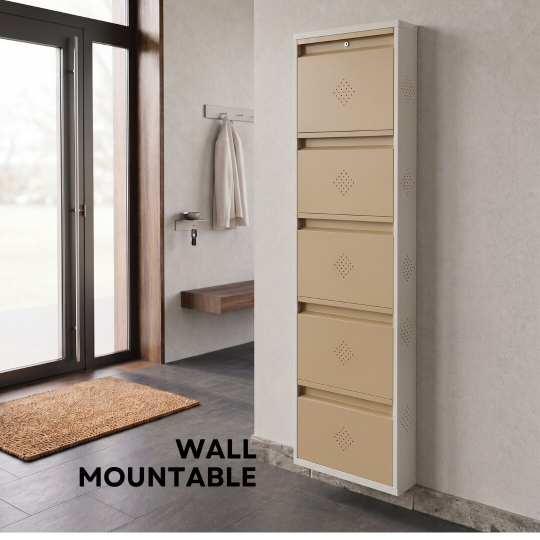 5 Tier Metal Shoe Rack (Biscuit) image 3