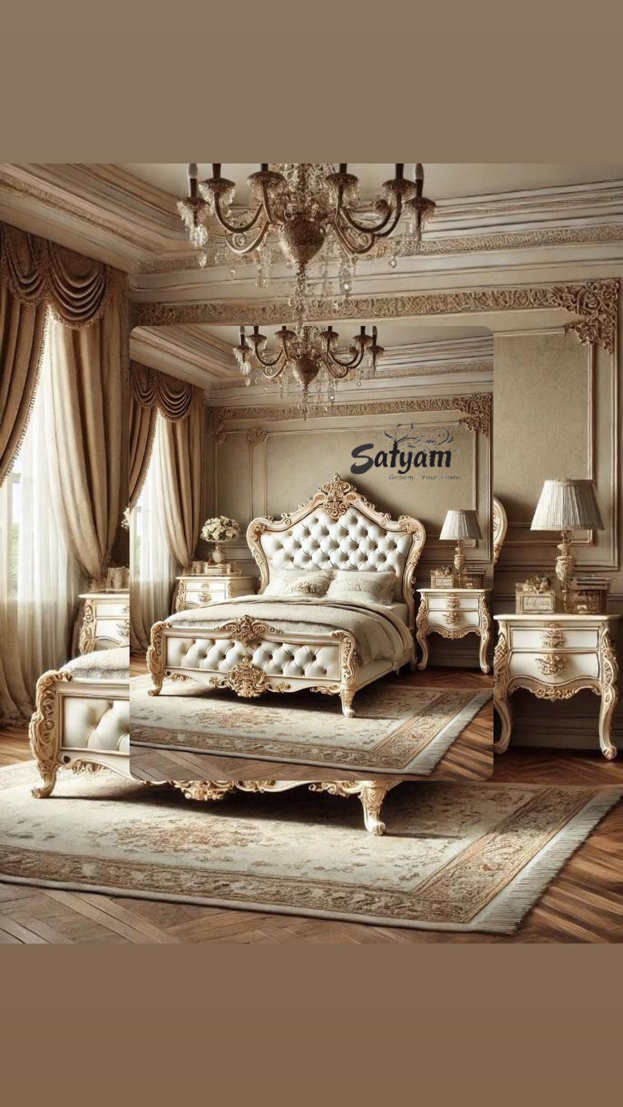 Luxury carved wooden bed image 2