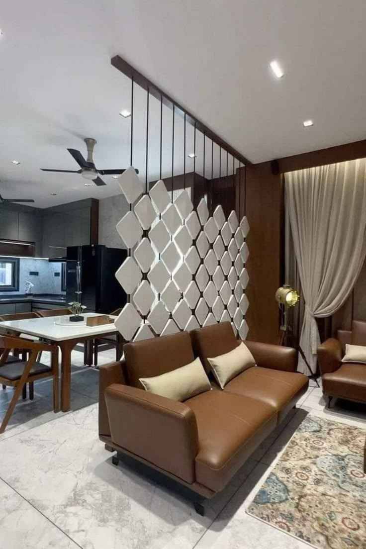Geometric Decorative Partition with Aqua Blue Circular Panels and Wooden Frame | Velachery image 2