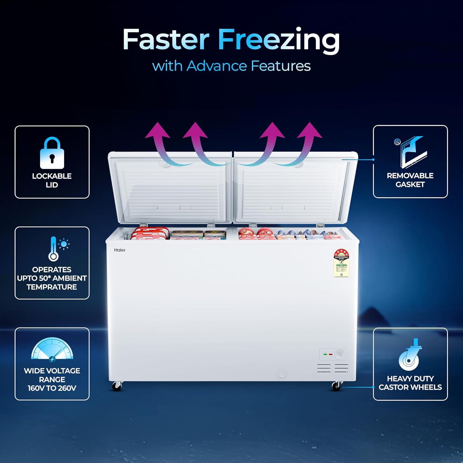 Haier Deep Freezer Hard Top HFC-588DPW5 image 4