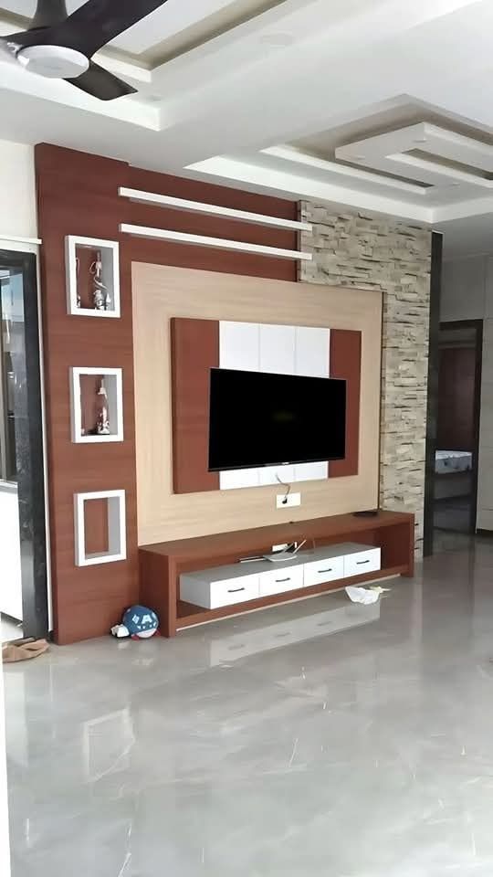 Living Room TV Wall Panel Ideas in Chennai image 3