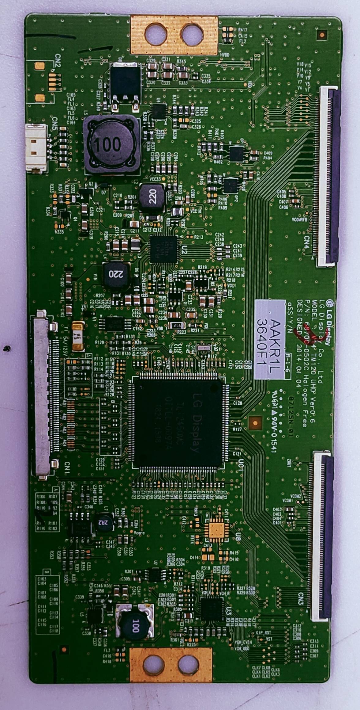 LG  AAKR1L 3640F1 T-con No.V15,TM120 UHD VER0.6 P/N 6870C-0502C (GESI GNED 2014.01.04  image 2
