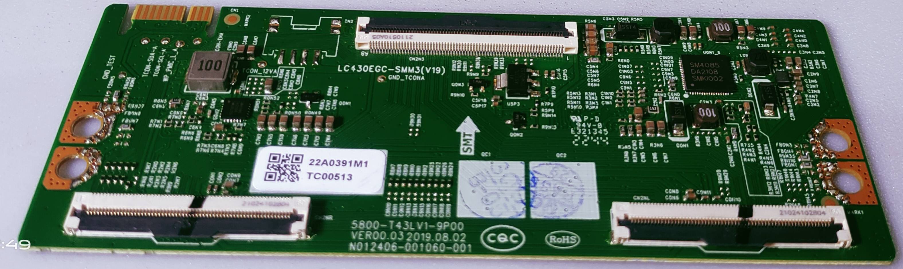 LG 43" LED TV 4K TCON PART NUMBER LC430EGC-SMM3(V19) image 4