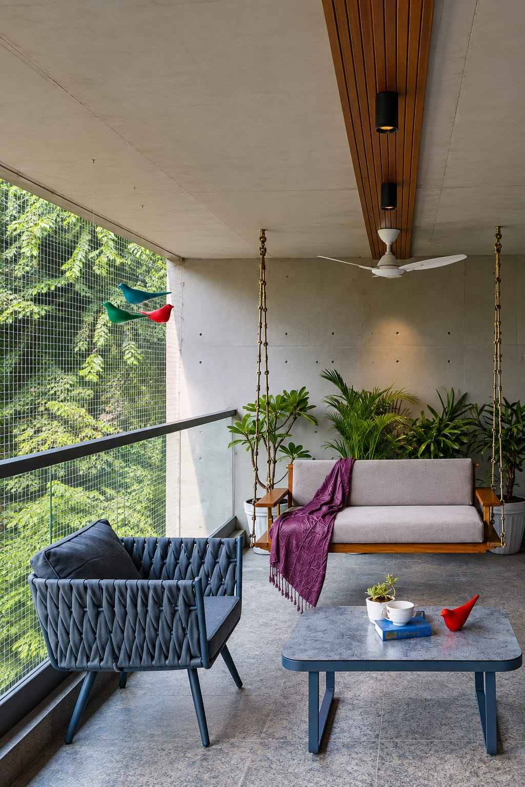 Swing Balcony Garden Design with Hanging Plants and Sunset View | Kanchipuram image 2
