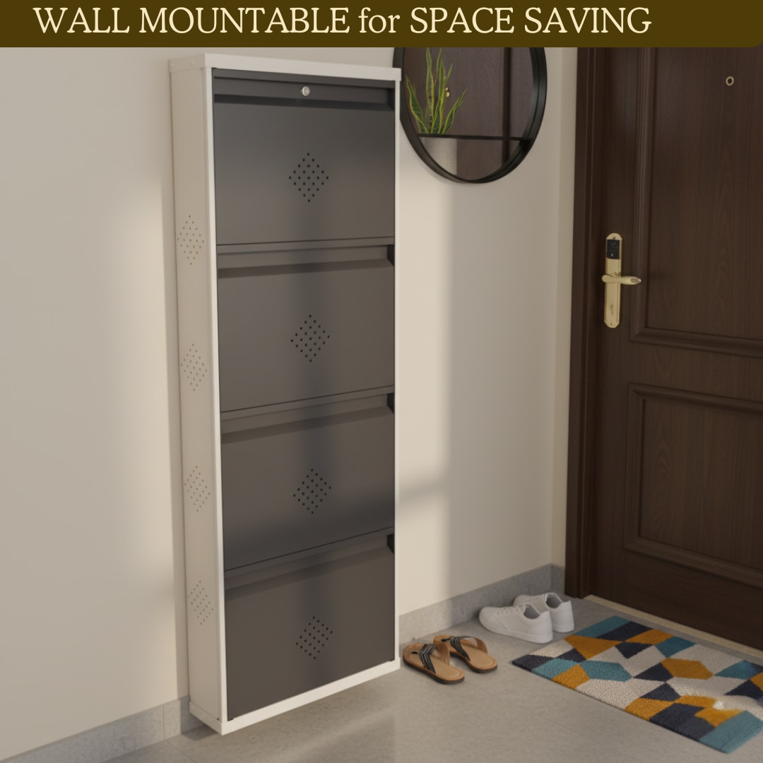 4 Tier Metal Shoe Rack (Grey) image 3