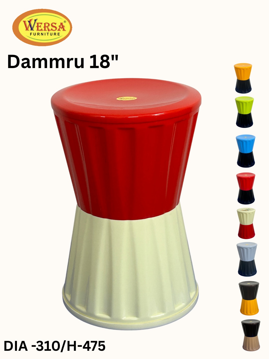 WERSA Dammru 18 Inch Designer Plastic Stool – Multiple Colours image 6