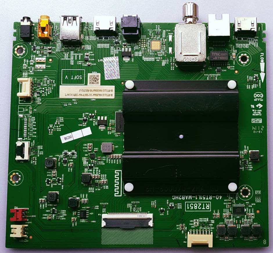 TCL / IFFALCON 4K Android Tv New Mother Board Model No.43P8,  BOARD NUMBER 
RT2851
40-RT51L1-MAB2HG Main PCB #wb56 image 2