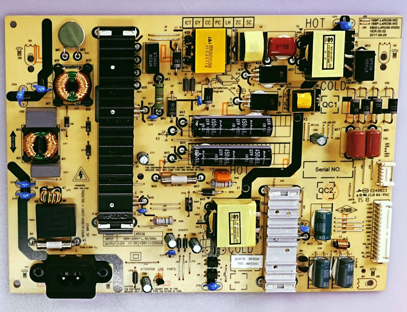 ONIDA LED TV POWER SUPPLY BOARD MODEL NUMBER 43UIC image 2