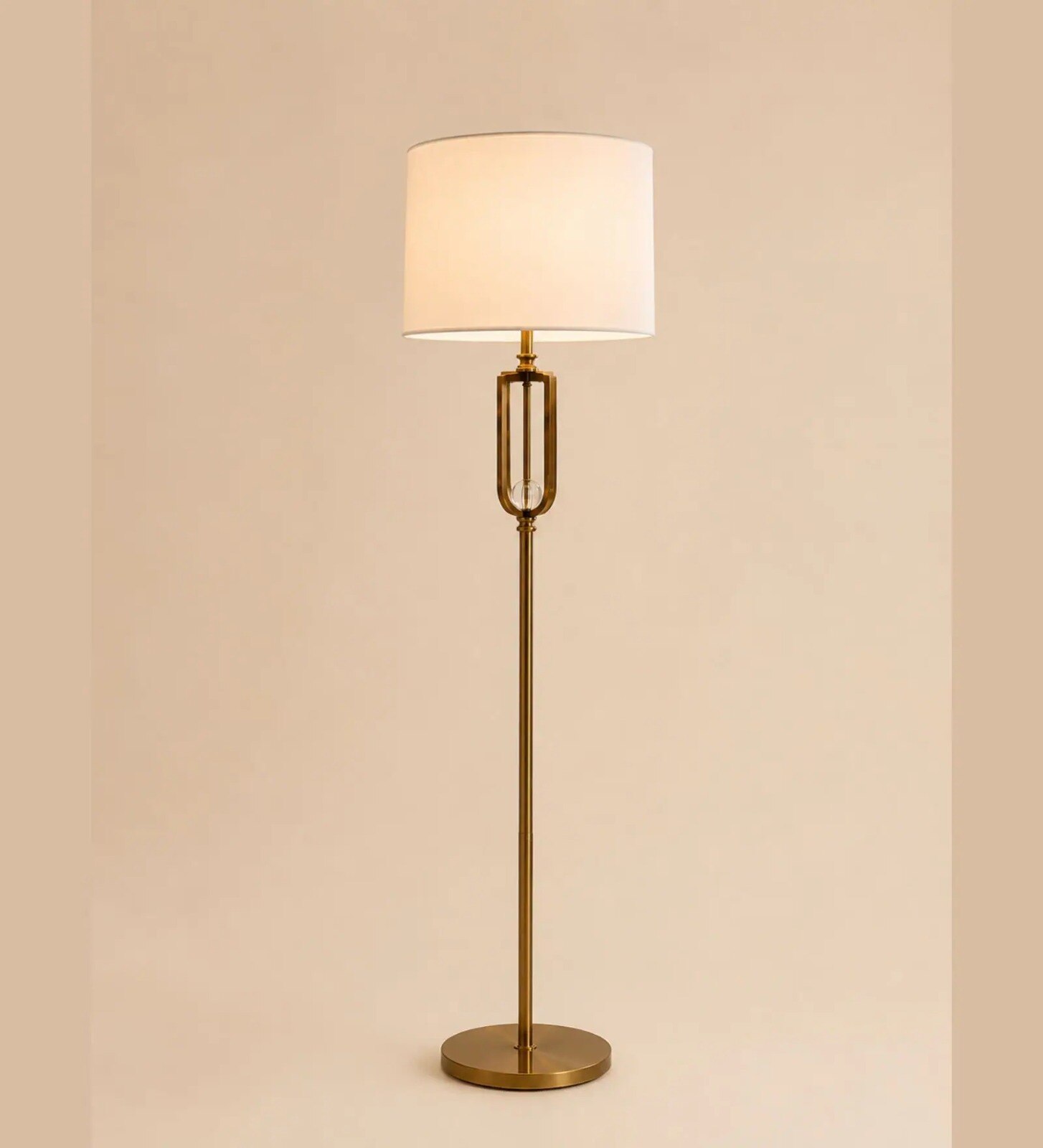 Modern Gold Floor Lamp with Fabric Shade image 2