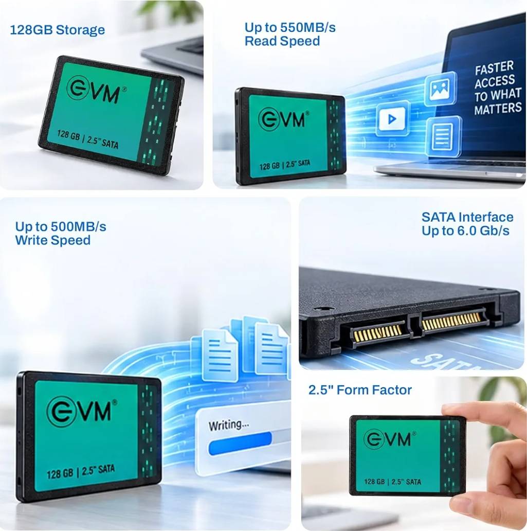 EVM 128GB SSD - 2.5 Inch (6.35 CM) SATA Solid-State Drive - Faster Boot-Up and Load Times with Read Speeds up to 500MB/s & Write Speeds up to 340MB/s- with 5 Year Warranty (EVM25/128GB) image 7