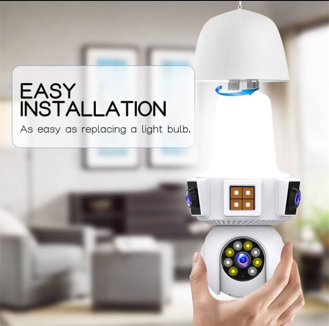 V380 Pro 3 Lens WiFi Bulb CCTV Camera 360° Security Camera with Night Vision & Mobile App Control image 3