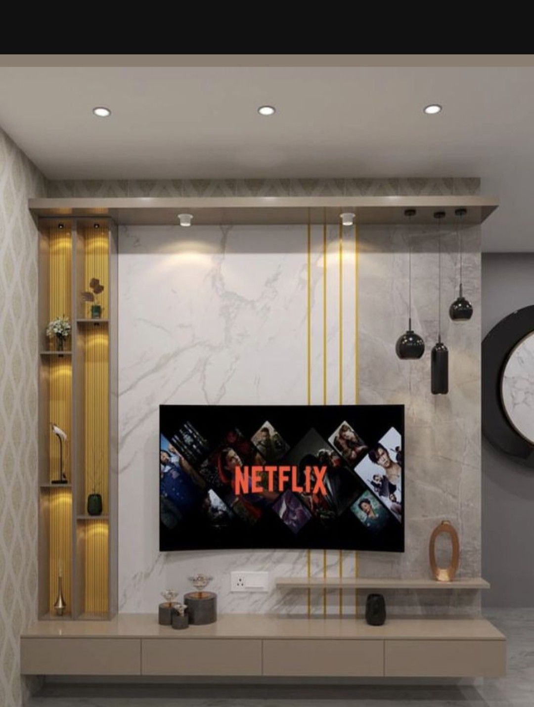 Luxury TV Unit Wall Feature in Chennai image 4