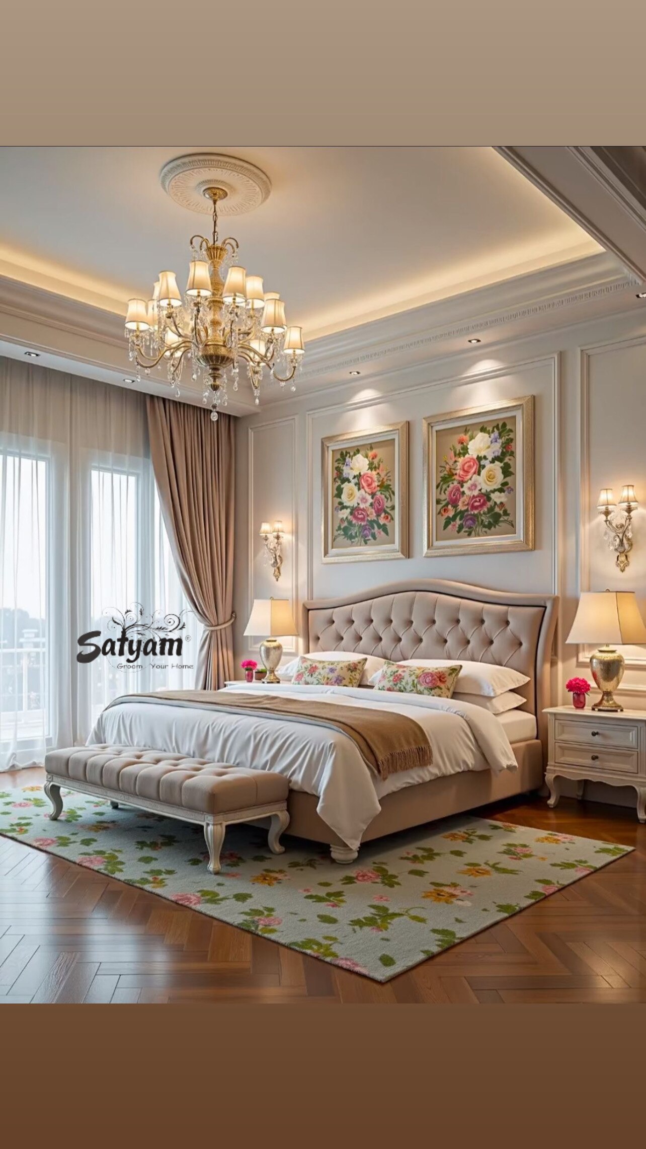 Luxury carved wooden bed image 2