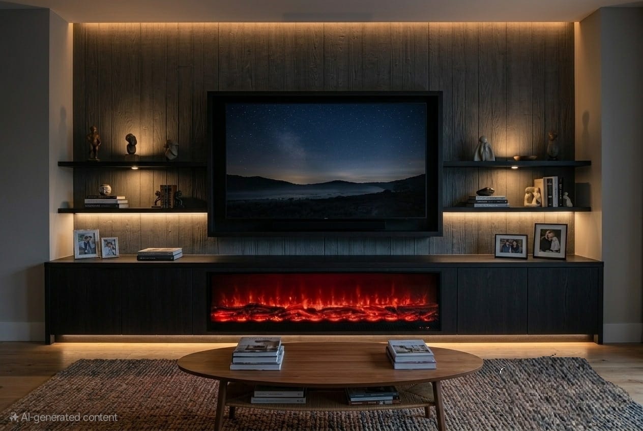 Fireplacewale Luxe Linear Electric Fireplace with Heater, fire color flames (36x16inch) image 2