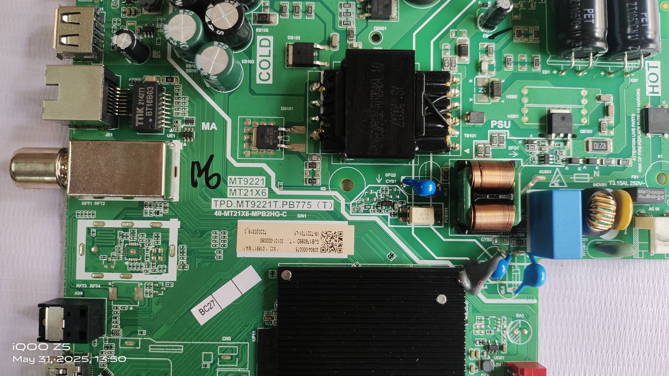 TCL / IFFALCON MODEL NO.32S615 ANDROID MAIN BOARD, ANDROID MOTHER BOARD, ANDROID COMBO BOARD , MOTHERBOARD,MAIN BOARD, #WB06 image 5