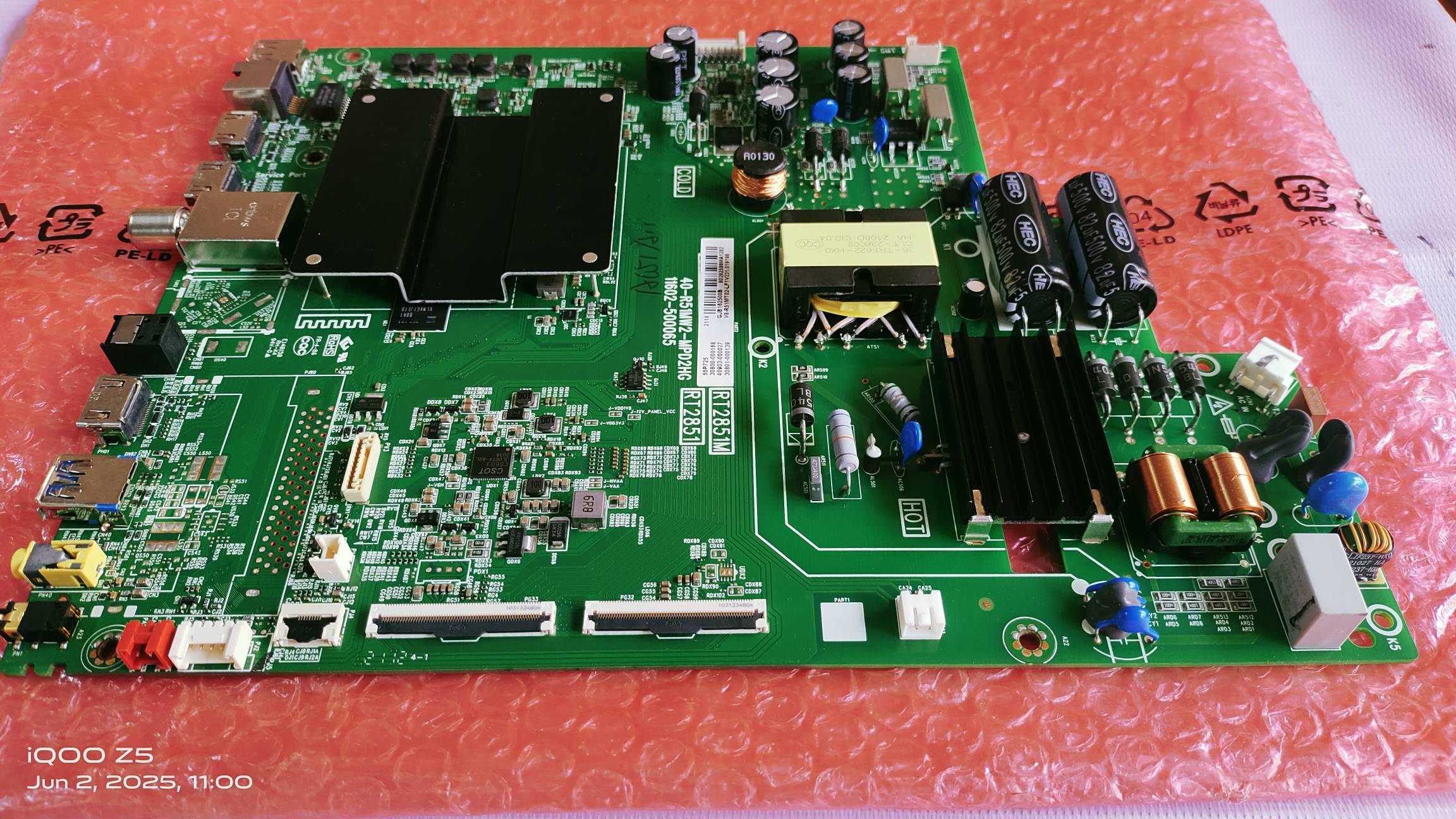 TCL/IFFLCON 4K MAIN BOARD 55P725, RT 2851M, RT 2851, ANDROID MAIN BOARD, MOTHER BOARD, COMBO BOARD, #WB010 image 2