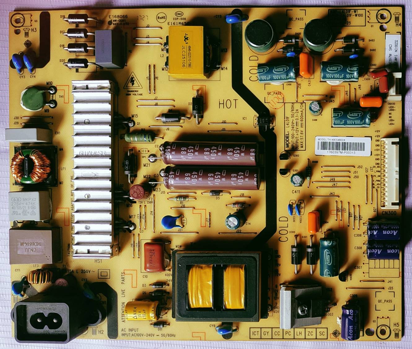 PANASONIC TH-49ES480DX POWER SUPPLY BOARD, SMPS BOARD,#Wb29 image 2