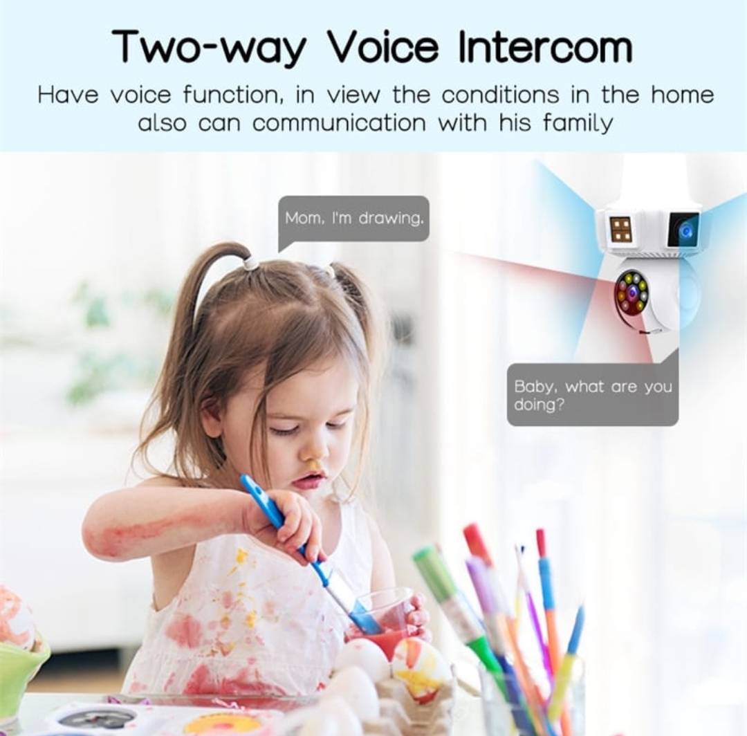 V380 Pro 3 Lens WiFi Bulb CCTV Camera 360° Security Camera with Night Vision & Mobile App Control image 4