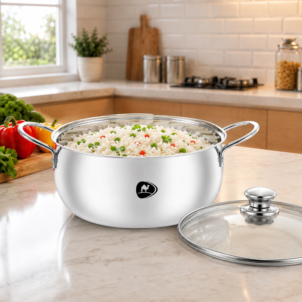 Stainless Steel Casserole With Glass Lid image 4