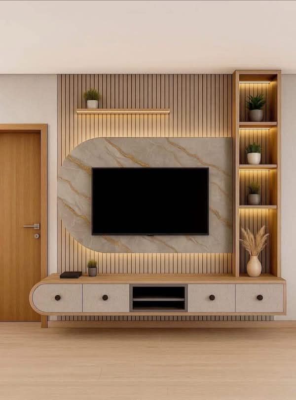 Stylish TV Unit Wall Backdrop in Chennai image 5