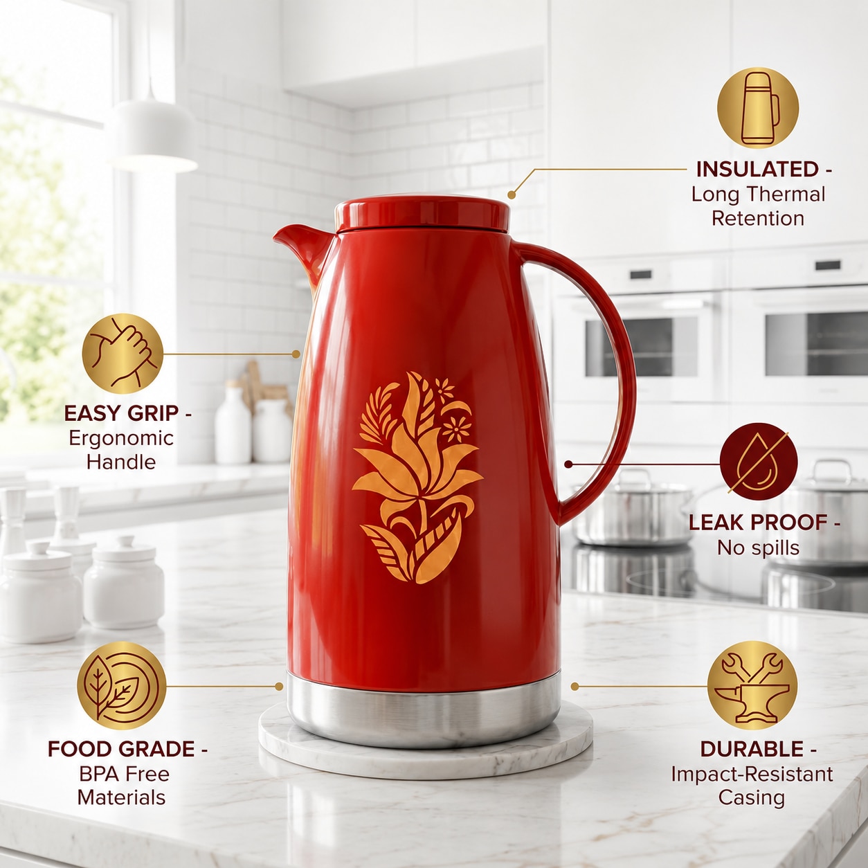 Red SS Vacuum Flask image 5