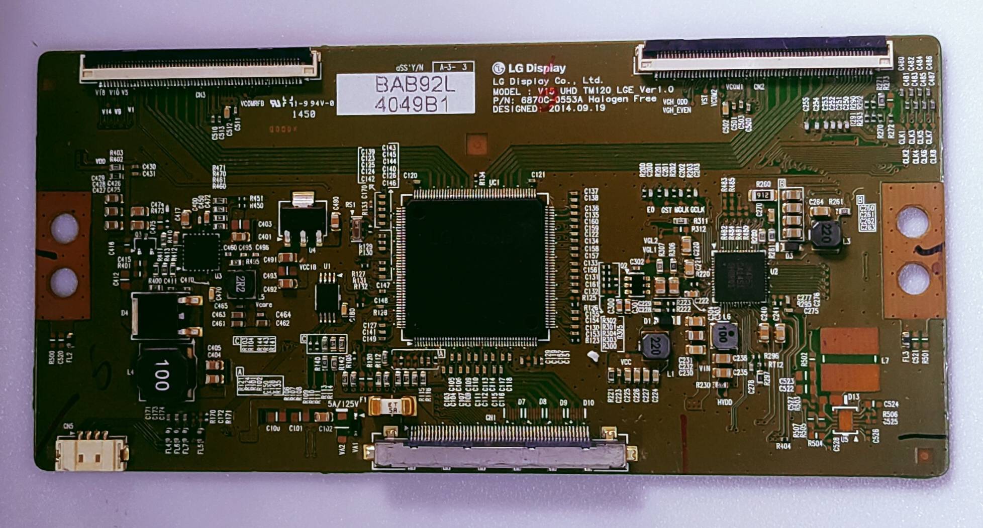 BAB92L 4049B1 LED TV 4K TCON NO. V15 UHD TM120  P/N 6870C-0553A  image 4