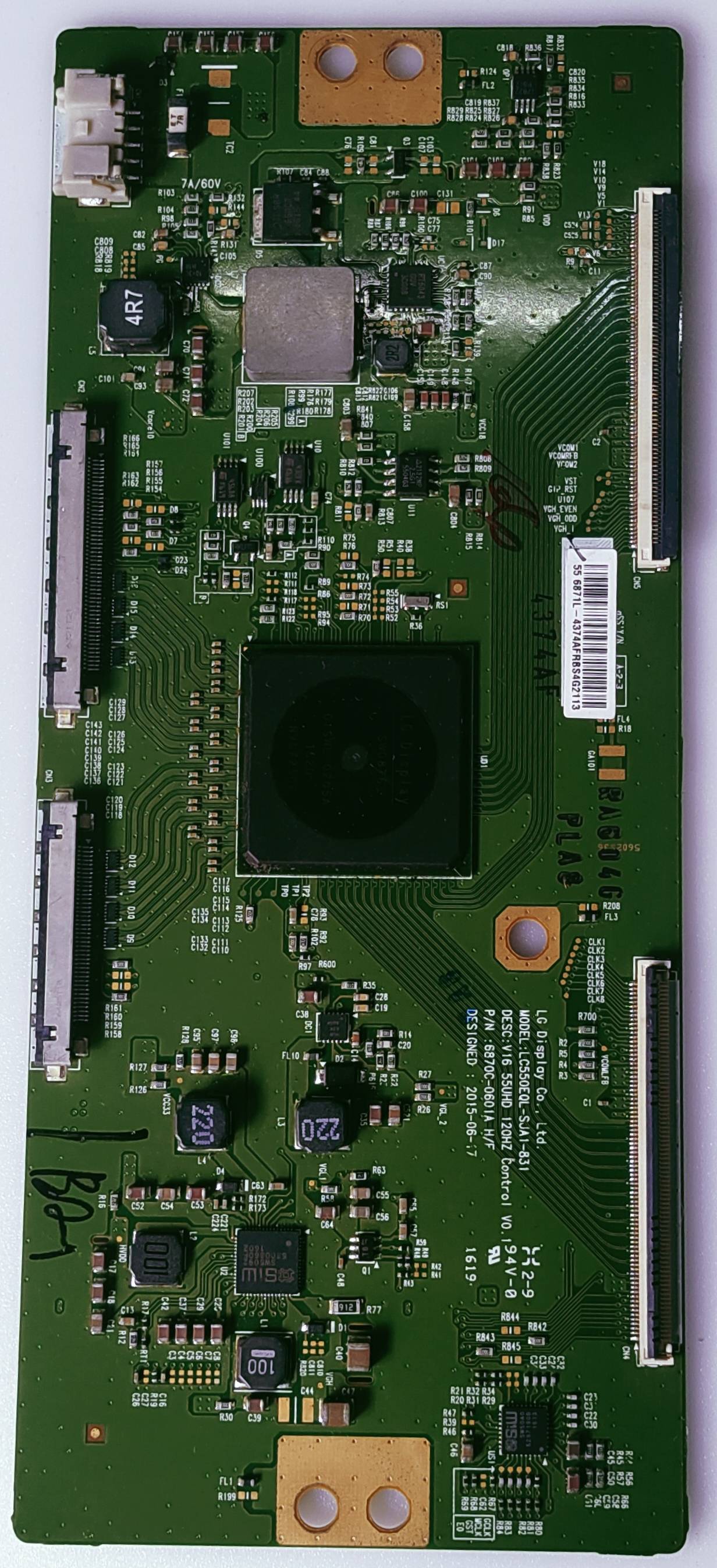 SONY 55X8500D 4K LED TV TCON MODEL:LC550EQL-SJA1-831  DESC : V16 55UHD 120HZ CONTROL VO.1 image 3